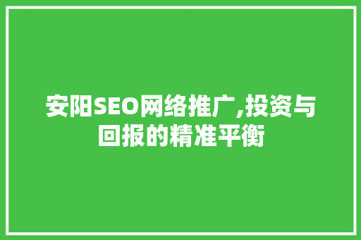 安阳SEO网络推广,投资与回报的精准平衡