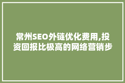常州SEO外链优化费用,投资回报比极高的网络营销步骤