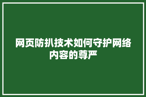 网页防扒技术如何守护网络内容的尊严