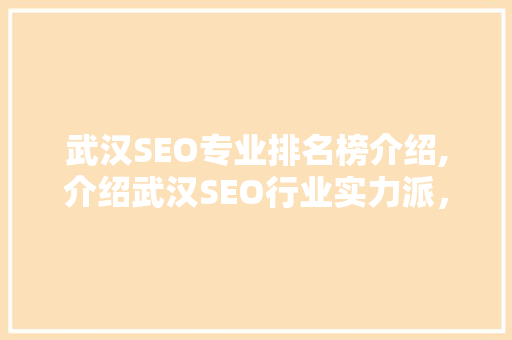 武汉SEO专业排名榜介绍,介绍武汉SEO行业实力派，助力企业互联网营销