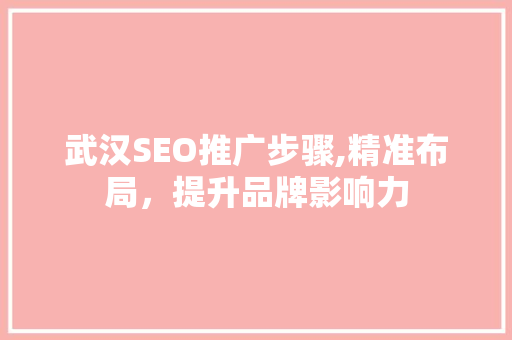 武汉SEO推广步骤,精准布局，提升品牌影响力