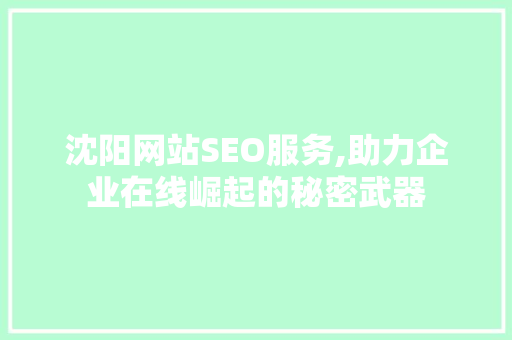沈阳网站SEO服务,助力企业在线崛起的秘密武器