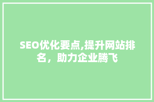 SEO优化要点,提升网站排名，助力企业腾飞