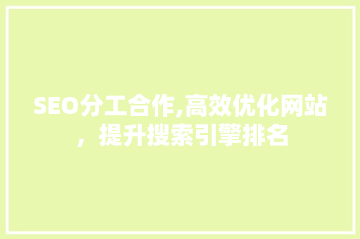 SEO分工合作,高效优化网站，提升搜索引擎排名