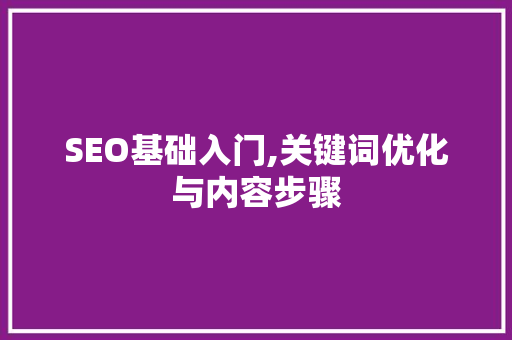 SEO基础入门,关键词优化与内容步骤