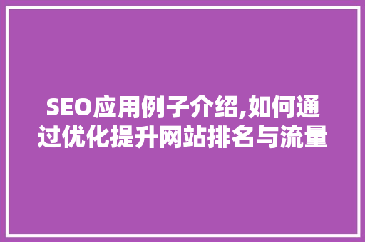 SEO应用例子介绍,如何通过优化提升网站排名与流量