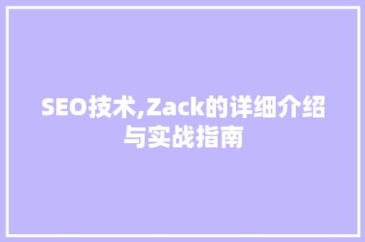 SEO技术,Zack的详细介绍与实战指南