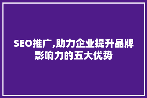 SEO推广,助力企业提升品牌影响力的五大优势