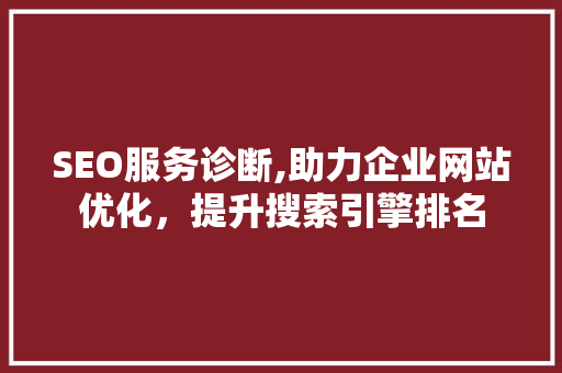 SEO服务诊断,助力企业网站优化，提升搜索引擎排名