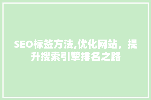 SEO标签方法,优化网站，提升搜索引擎排名之路