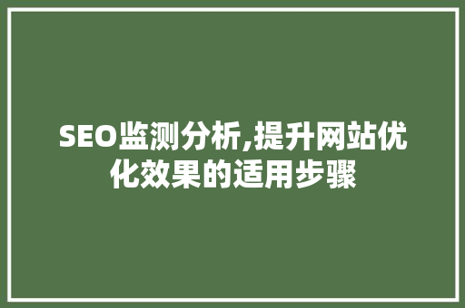 SEO监测分析,提升网站优化效果的适用步骤