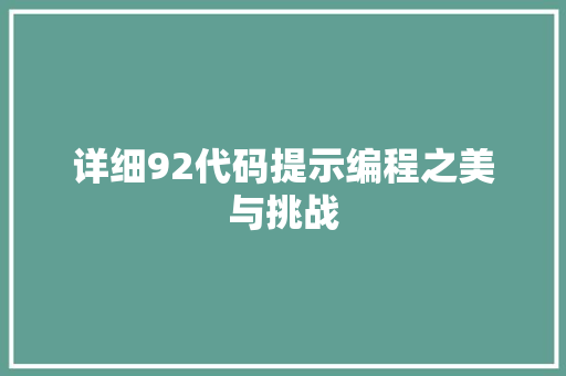 详细92代码提示编程之美与挑战