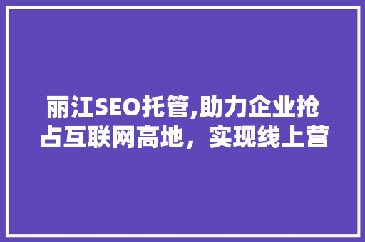 丽江SEO托管,助力企业抢占互联网高地，实现线上营销新突破
