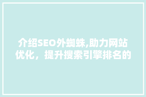 介绍SEO外蜘蛛,助力网站优化，提升搜索引擎排名的神秘力量