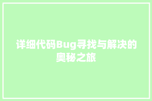 详细代码Bug寻找与解决的奥秘之旅