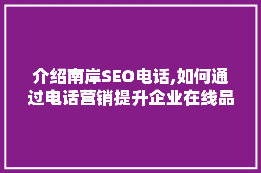 介绍南岸SEO电话,如何通过电话营销提升企业在线品牌影响力