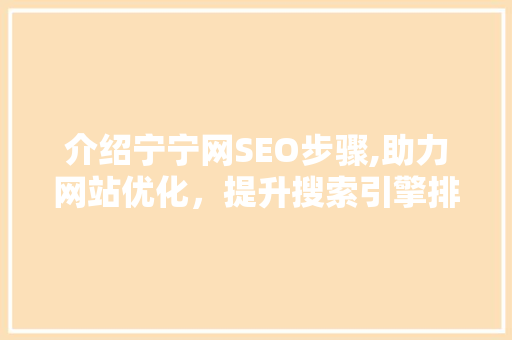 介绍宁宁网SEO步骤,助力网站优化，提升搜索引擎排名