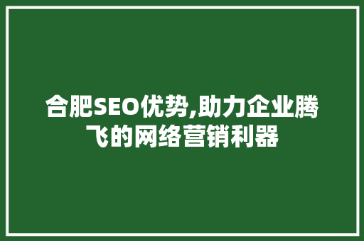 合肥SEO优势,助力企业腾飞的网络营销利器