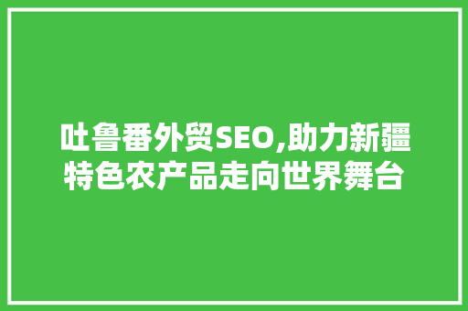 吐鲁番外贸SEO,助力新疆特色农产品走向世界舞台
