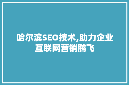 哈尔滨SEO技术,助力企业互联网营销腾飞