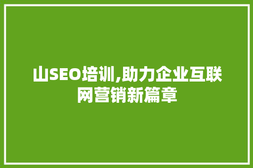 山SEO培训,助力企业互联网营销新篇章