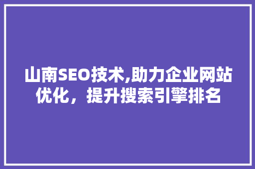 山南SEO技术,助力企业网站优化，提升搜索引擎排名