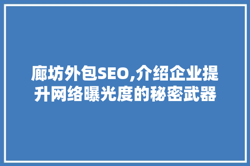 廊坊外包SEO,介绍企业提升网络曝光度的秘密武器
