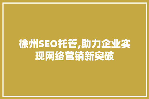 徐州SEO托管,助力企业实现网络营销新突破