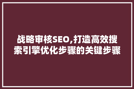 战略审核SEO,打造高效搜索引擎优化步骤的关键步骤