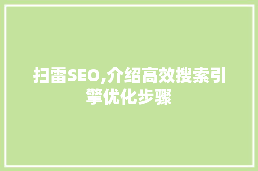 扫雷SEO,介绍高效搜索引擎优化步骤