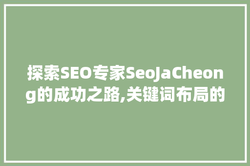探索SEO专家SeoJaCheong的成功之路,关键词布局的艺术与方法
