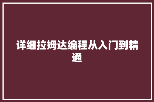详细拉姆达编程从入门到精通