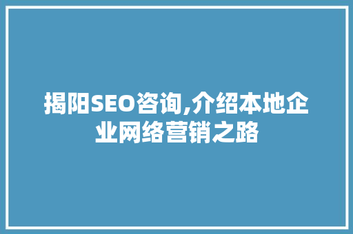 揭阳SEO咨询,介绍本地企业网络营销之路