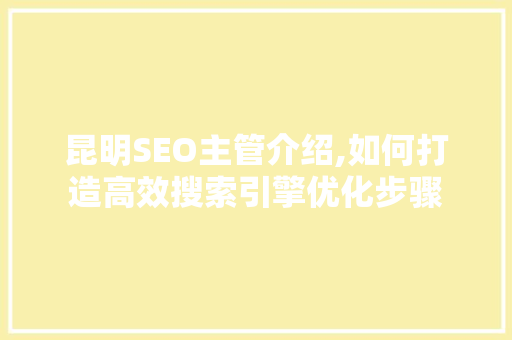 昆明SEO主管介绍,如何打造高效搜索引擎优化步骤