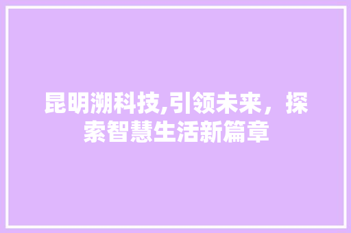 昆明溯科技,引领未来，探索智慧生活新篇章