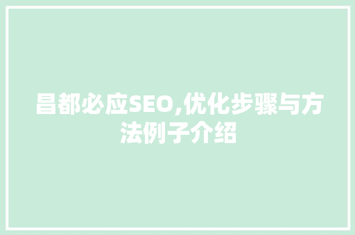 昌都必应SEO,优化步骤与方法例子介绍