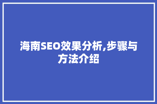 海南SEO效果分析,步骤与方法介绍