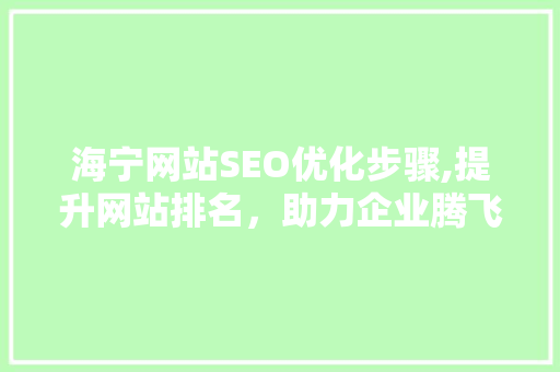 海宁网站SEO优化步骤,提升网站排名，助力企业腾飞