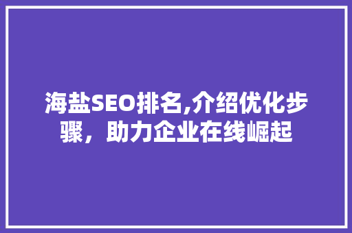 海盐SEO排名,介绍优化步骤，助力企业在线崛起