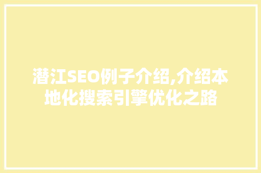 潜江SEO例子介绍,介绍本地化搜索引擎优化之路