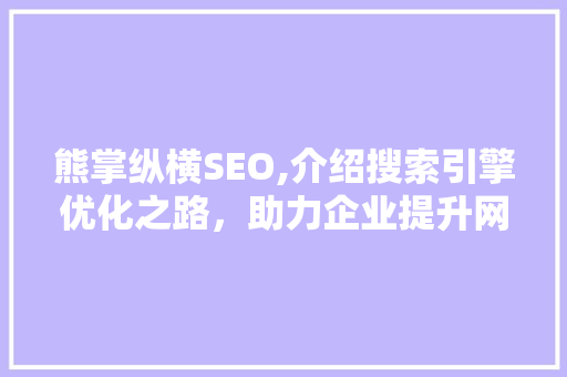 熊掌纵横SEO,介绍搜索引擎优化之路，助力企业提升网络竞争力