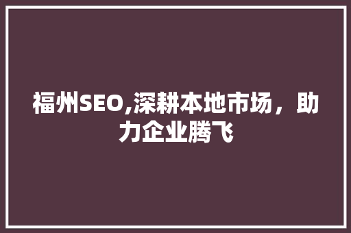 福州SEO,深耕本地市场，助力企业腾飞
