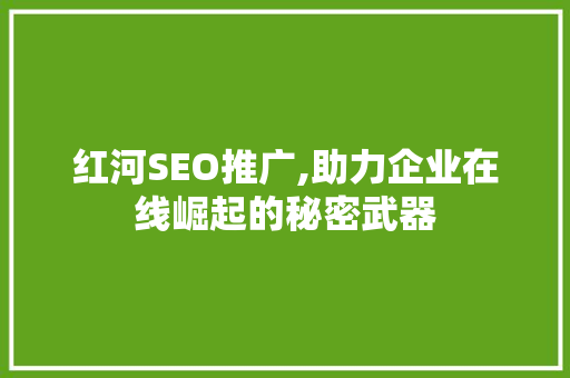 红河SEO推广,助力企业在线崛起的秘密武器