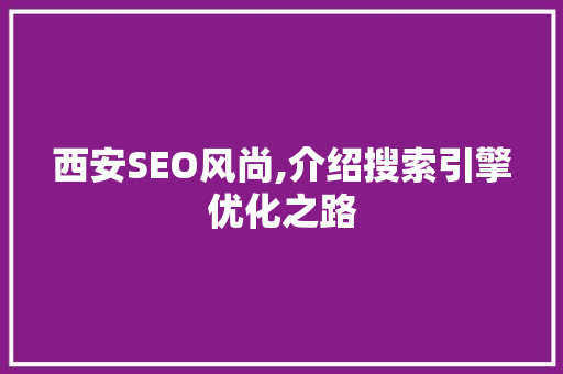 西安SEO风尚,介绍搜索引擎优化之路