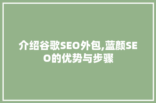 介绍谷歌SEO外包,蓝颜SEO的优势与步骤