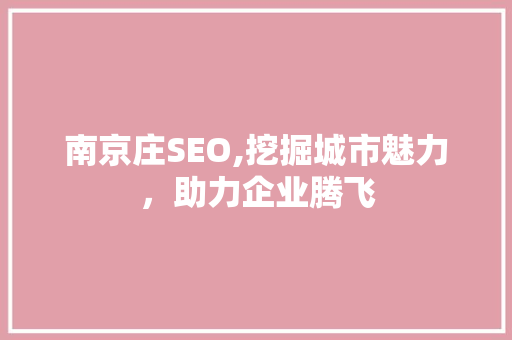 南京庄SEO,挖掘城市魅力，助力企业腾飞