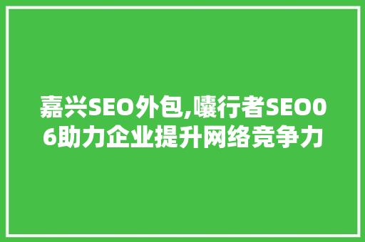 嘉兴SEO外包,囔行者SEO06助力企业提升网络竞争力