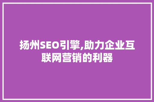 扬州SEO引擎,助力企业互联网营销的利器