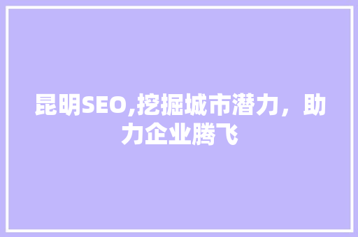 昆明SEO,挖掘城市潜力，助力企业腾飞