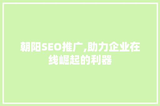 朝阳SEO推广,助力企业在线崛起的利器